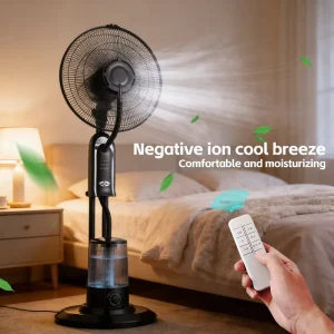 16 Inch Stand Floor Fan 3.2L Tank Electric Oscillation Fan Home Office Timer Standing Spray Water Mist Fan
