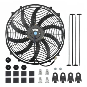 16 Inch Universal Slim Fan Push Pull Electric Radiator 12V 120W 1000 CFM Electric Auto Engine Radiator Cooling Fan Mount Kit