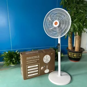16 Inch White Standing Floor Ventilation Fan with Remote Control for Outdoor & Car Use