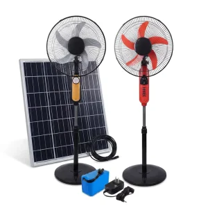 16 Inches 5 Blades Rechargeable Stand Fan Portable Solar Power Electric Rechargeable Solar Floor Fan for Indoor Outdoor