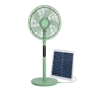 16” Solar Panel Rechargeable Plastic Pedestal Fan Air Cooling Fan with Brushless DC Motor for Outdoor Home & Commercial Use