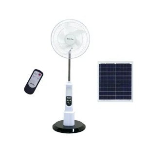 16″ Solar Rechargeable Floor Fan 15000mAh Portable Stand Fan 3 Gear Speed Control with Night Light & USB Output