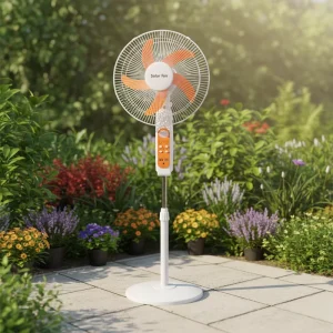 16-inch Eco-friendly Energy-saving Solar Panel Brushless Motor Rechargeable 3-Speed Outdoor Hotel Floor Fan with Remote Control