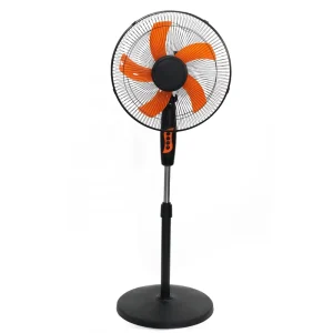 16 inch Orange Electric Vertical Air Cooling Fan 3 Speed Oscillating Adjustable Height Pedestal Stand for Household Outdoor Use
