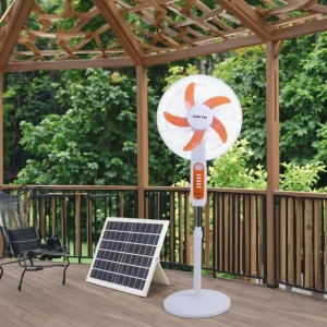 16-inch Rechargeable Solar Fan Plastic Mechanical Battery Indoor Outdoor Stand Hotel Use DC Motor Energy Efficient Adjustable