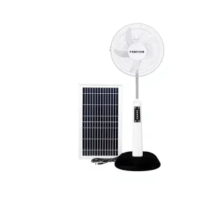 16 inch Solar powered Fan Remote Control Rechargeable Floor standing Maintenance free Brushless Motor Quiet Operation