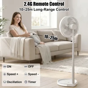 16000mAh Rechargeable Portable Camping Fan with 4 Speeds Remote Control Power Bank & Oscillation for Outdoor Car Household Use