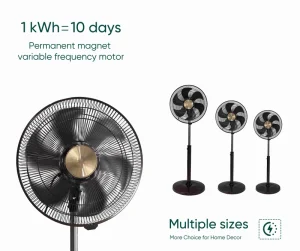 16”6 Blade Metal Industrial Fan DC Pure Copper Permanent Magnet Motor 65W Energy Saving 1264RPM High Airflow Dual Ball Bearing