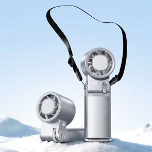 16C Ice Cooling Handheld Fan 199 Speeds 6000mAh USB Rechargeable Portable LED Searchlight Car Compatible Foldable