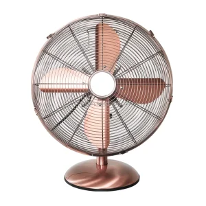 16Inch Table Fan with 3 Speed Chrome Metal 4 Metal Blades Electric Air Cooling Mechanical Control Height Adjustability