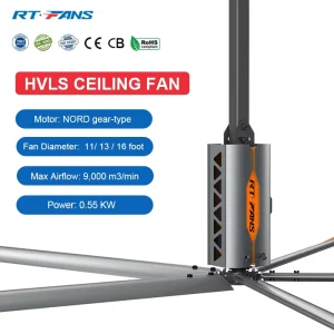 16ft HVLS Industrial Ceiling Fan with Aluminum Blades 5 Blades High Airflow