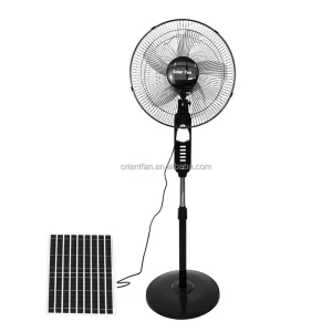 16inch Built-in Battery Solar Standing Fan with Solar Panel Adjustable Height Outdoor Rechargeable Oscillating Fan