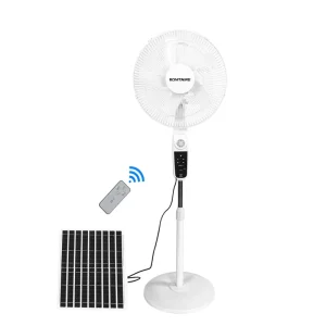 16inch Solar Powered Floor Fan with Mechanical Control Remote for Car Hotel Commercial Use High Airflow 4 Speed Factory Direct