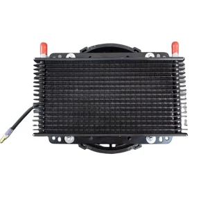 17 19 25 Row Aluminum Oil Cooler 12V 80W Electric Fan Stacked Plate Core Universal Brackets Engine Transmission Cooling