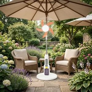 18 16 Inches 5 Blades Solar Electric Fan Rechargeable Floor Fan Outdoor Garden Cooling Fan