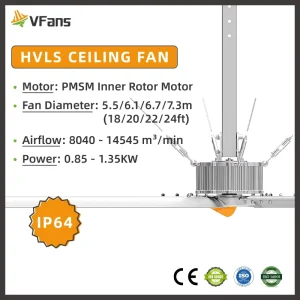 18-24ft Ceiling HVLS Fan Industrial Large Noiseless BLDC Motor Fan for Office Tower