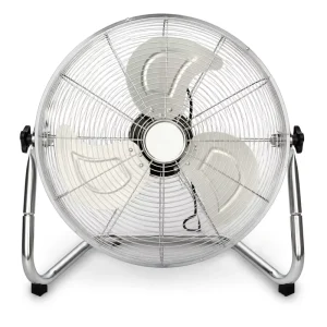 18 Inch Chrome Industrial Floor Fan 100W Aluminum Blades Adjustable Tilt Angle Warehouse Workshop Cooling Fan