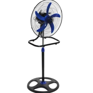 18 Inch Electric Blue Cooling Floor Fan for Home Car Garage and Hotel with Mechanical Control 5 Plastic Blades Aluminum Motor