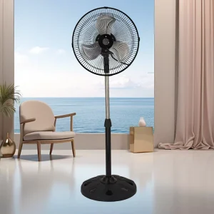 18 Inch Industrial Metal Pedestal Fan 55W 3 Speed Cooling Air Stand with 3 Blades for Outdoor Hotel Use US Plug Type