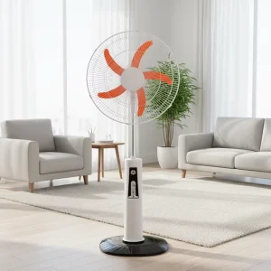 18 Inch Large Capacity Solar Powered Tower Fan with Light New Plastic Brushless Motor Cross Border Foreign Trade