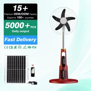 18 Inch Low Noise Solar Powered Floor Fan with Mosquito Killer Function 25W Solar Panel 18000mAh Battery 6 Speed
