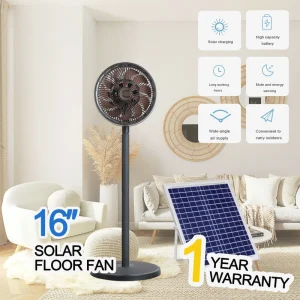 18 Inch Portable Solar Power Station Rechargeable Air Cooling Solar Powered Standing Fan with Panel for Home