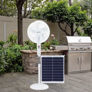 18 Inch Solar Panel Rechargeable Plastic Ventilation Fan with Oscillating Handheld Design for RV Car & Household Use
