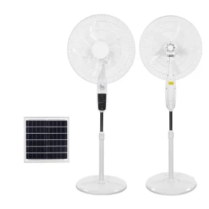 18 Inch Solar Powered Rechargeable Remote Standing Pedestal Fan for Outdoor Household Use Including Solar Panel