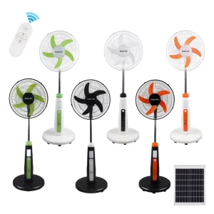 18 Inch Solar Rechargeable Floor Fan 14400mAh Portable Stand Fan 12 Gear Speed Control with Night Light Type C Output