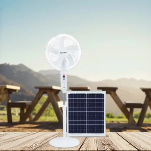 18 Inches Solar Rechargeable Battery Powered Handheld Electric Fan with AC DC Input Solar Panel Lights Outdoor Plastic Use