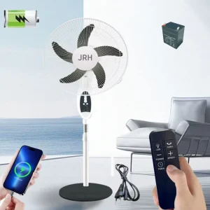 18 Solar USB Rechargeable Plastic Digital Remote Adjustable Height Energy Efficient Standing Fan 12V Battery Outdoor Household