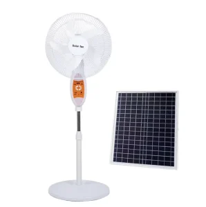 18-inch Rechargeable Solar Fan with Panel Charging Stand 3-Speed DC 12V for Outdoor Household & Hotel Use