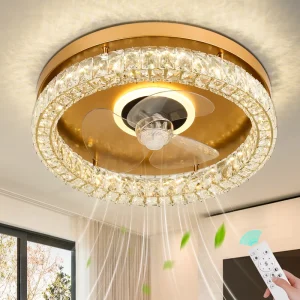 18.8″ Modern Ceiling Fan with Lights and Remote Dimmable Low Profile Ceiling Fans for Bedroom Living Room