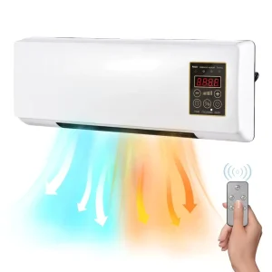 1800W 2 in 1 Small Fan Wall Mounted Electric Heater and Air Conditioner Highly Efficient for Room Space Heating
