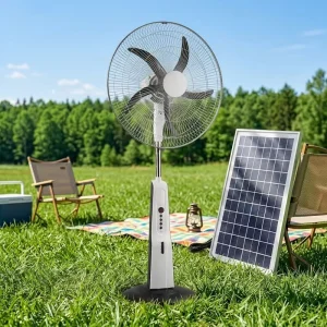18Inch ABS Ventilateur Rechargeable Oscillating Solar Fan with Solar Panel and Remote Air Cooler Fan with LED for Home Bedroom