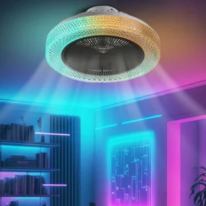 19 Inch Luxury Smart Home Lights Ceiling Fan Ceiling Fan With Light RGB Color LED Lighting Remote Control