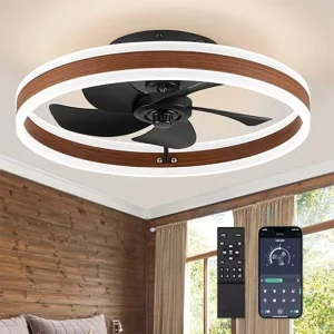 19.7 Inch 3 Color Modern 5 Blades LED Motor Fandelier Ceiling Fan with Remote Control Dimmable Lights for Living Room Use