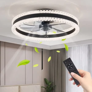 19.7 Inch Black 6-Speed Dimmable LED Ceiling Fan Light DC Silent Fan for Bedroom Living Room