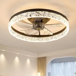 19.7in Black Fan Light AC Silent 6-Speed 30W LED 1 2H Timer Remote for Bedroom and Living Room