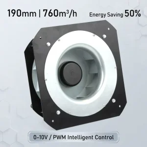 190mm EC Centrifugal Wall-Mounted Fan 230V Backward Curved Brushless DC 0-10V PWM Speed Control Air Purifier Cabinet ODM OEM Low