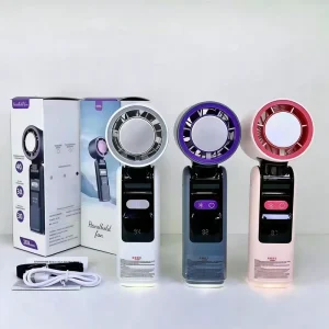 199 Speed Portable Foldable Handheld Mini Fan with Cooling Function LED Light Neck Strap Customized Logo Electric USB Plastic