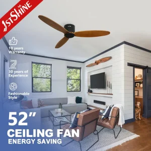 1stshine 52 Inches Flush Mounted Wifi App Control Voice Compatible Intelligent Solid Wood Blades Remote Smart Ceiling Fan
