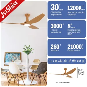 1stshine Ceiling Fan with Light and Remote ABS Plastic Flush Mount Ceiling Fan and Light
