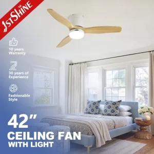 1stshine Decorative Ceiling Fan Hotel Flush Mount 3 Solid Wood Blades Ceiling Fan with Light