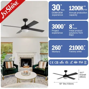 1stshine Multi Color Indoor Bedroom Dimmable Ceiling Fan with Light and Remote Control Modern Smart Alexa Switch