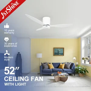 1stshine Smart APP Modern 52 Inch White ABS Blades Flush Mount Ceiling Fan for Low Profile Ceiling