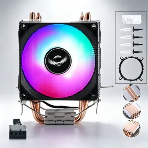 2 4 6 Heat Pipe 1200 CPU Air Cooler Silent 90mm 3Pin Fixed Speed 4Pin PWM Fan RGB LED 12V for AM4 AM5 LGA1700 115X