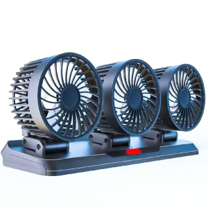 2 in 1 3 Heads Car Fan 360 Degree Rotating 3 Speeds Cooling Air Condition USB Portable Vehicle Fan 5V 12V 24v