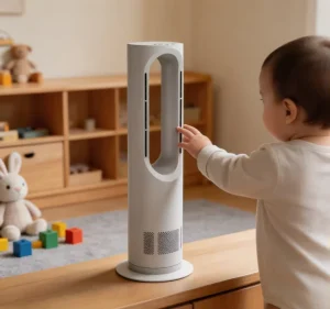 2 in 1 Cool & Heat Bladeless Fan Heater Standing Tower Remote Touch Control Fast Heating Overheat Protection