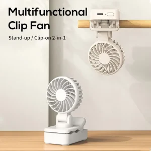 2 in 1 Portable Clip and Desk Fan USB Rechargeable 3 Speed Adjustable Plastic English Cooling Fan for Baby Bedroom Camping